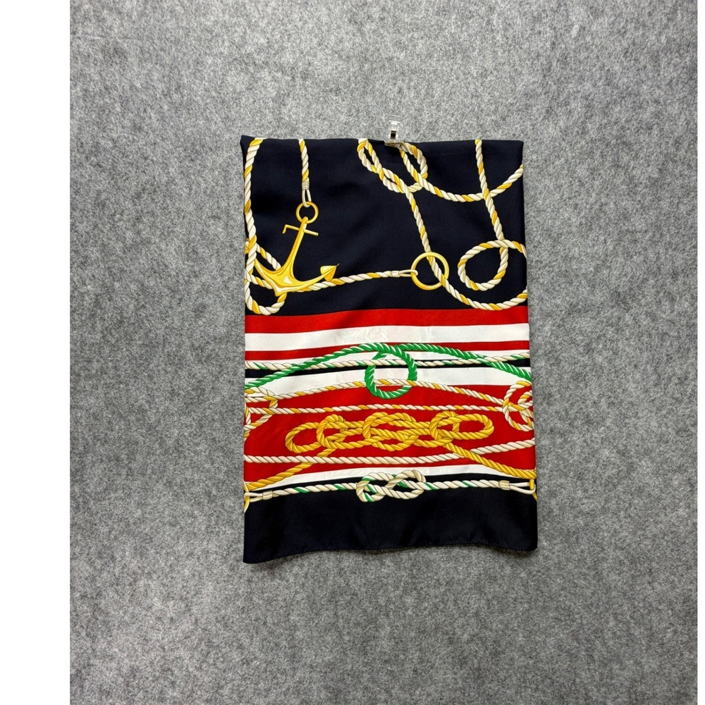 Vintage Nautical Rope Anchor Equestrian Square Scarf Navy Red White 34x34